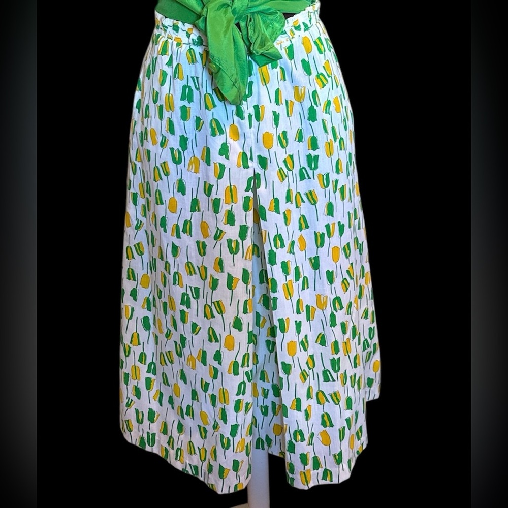Vintage - Peter Popavitch Green and yellow tulip Print gauchos